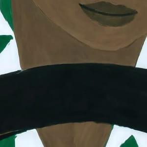 Illustration of a person holding a steering wheel, with a green and white palm leaf pattern clothing.